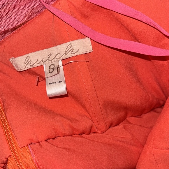 NEW HUTCH Colorblock Pleated Tulle V neck Sleeveless warm multi Gown Sz 8 - Picture 3 of 5